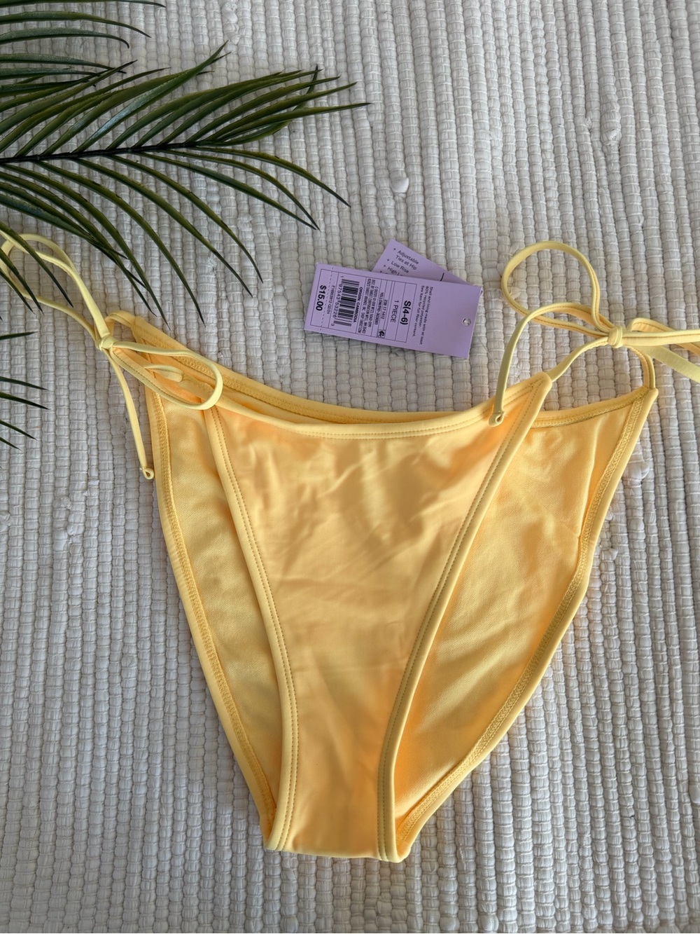 NWT Wild fable bikini bottom adjustable ties yellow small